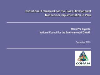 Institutional Framework for the Clean Development Mechanism Implementation in Peru