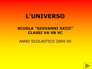 L’UNIVERSO SCUOLA “GIOVANNI XXIII” CLASSI VA VB VC ANNO SCOLASTICO 2004-05