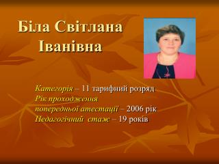 Біла Світлана Іванівна