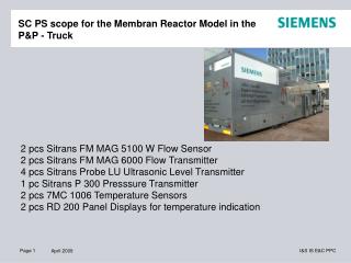SC PS scope for the Membran Reactor Model in the P&amp;P - Truck