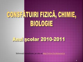 CONSFĂTUIRI FIZICĂ, CHIMIE, BIOLOGIE