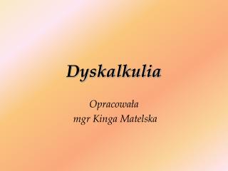 Dyskalkulia