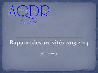 Rapport des activités 2013-2014