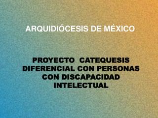 PROYECTO CATEQUESIS DIFERENCIAL CON PERSONAS CON DISCAPACIDAD INTELECTUAL