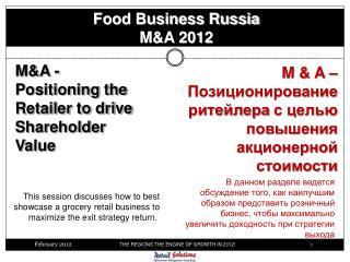Food Business Russia M&amp;A 2012