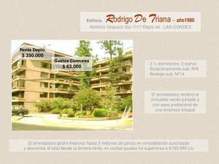 Edificio R odrigo D e T riana – año1980 Américo Vespucio Sur 1117 Depto 44 - LAS CONDES