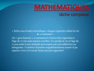 MATHEMATIQUES tâche complexe