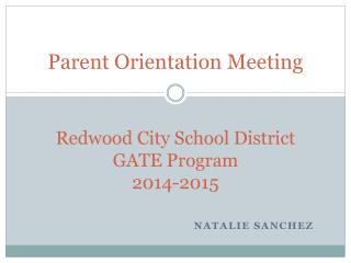 Redwood City School District GATE Program 2014-2015