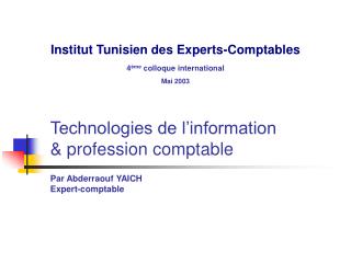 Technologies de l’information &amp; profession comptable