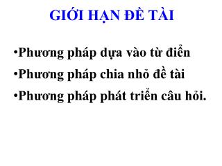 GIỚI HẠN ĐỀ TÀI