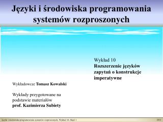 Języki i środowiska programowania systemów rozproszonych