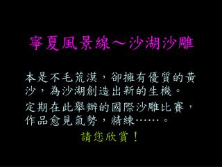 寧夏風景線～沙湖沙雕