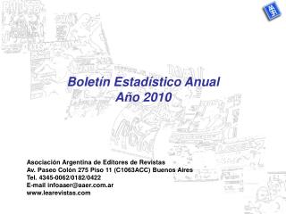 Boletín Estadístico Anual Año 2010