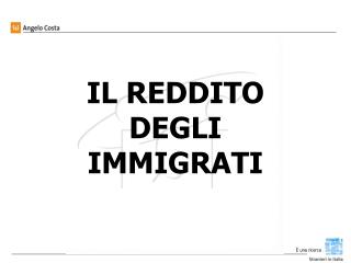 IL REDDITO DEGLI IMMIGRATI