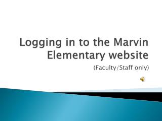 Logging in to the Marvin Elementary website