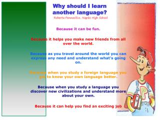 Why should I learn another language?