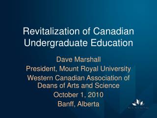 Revitalization of Canadian Undergraduate Education