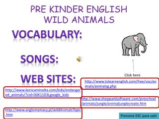 PRE KINDER ENGLISH WILD ANIMALS