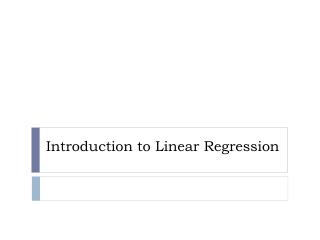 Introduction to Linear Regression