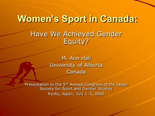 Women’s Sport in Canada: