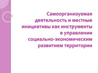 Основные категории самоорганизуемой деятельности граждан