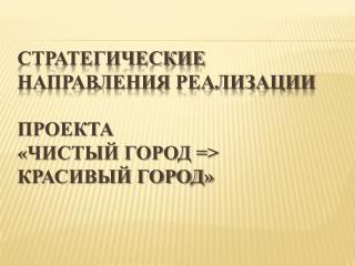 Стратегические направления реализации проекта « Чистый город =&gt; красивый город»