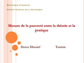 République Tunisienne Institut National de la Statistique