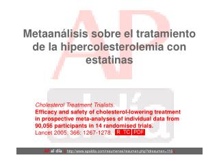 Metaanálisis sobre el tratamiento de la hipercolesterolemia con estatinas