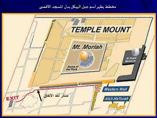 مخطط يظهر أسم جبل الهيكل بدل المسجد الأقصى