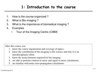 1: Introduction to the course
