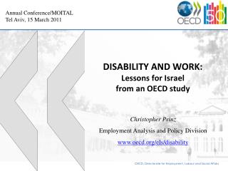 DISABILITY AND WORK: Lessons for Israel from an OECD study