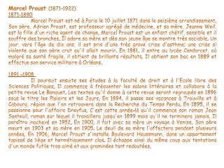 Marcel Proust (1871-1922) 1871-1890