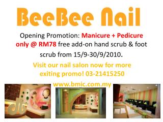 Visit our nail salon now for more exiting promo! 03-21415250 bmic.my