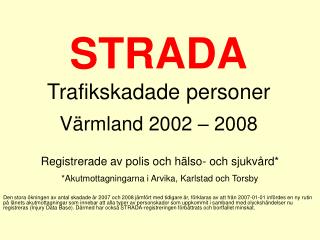 STRADA Trafikskadade personer Värmland 2002 – 2008