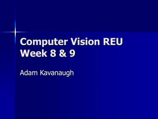 Computer Vision REU Week 8 &amp; 9