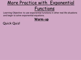 More Practice with Exponential Functions