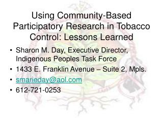 Using Community-Based Participatory Research in Tobacco Control: Lessons Learned