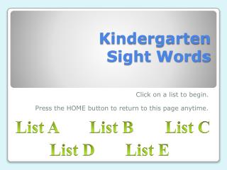 Kindergarten Sight Words