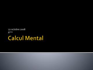 Calcul Mental