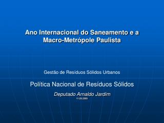 Ano Internacional do Saneamento e a Macro-Metrópole Paulista