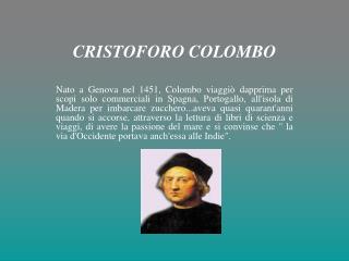 CRISTOFORO COLOMBO