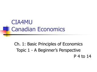 CIA4MU Canadian Economics