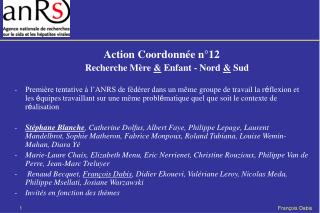 Action Coordonnée n°12 Recherche Mère &amp; Enfant - Nord &amp; Sud