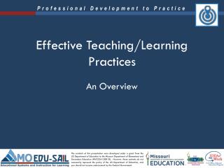 Effective Teaching/Learning Practices