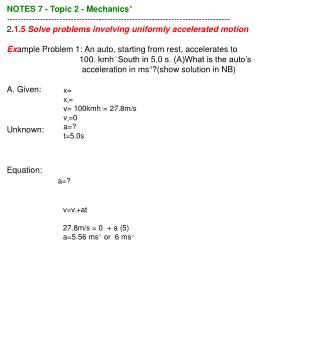 NOTES 7 - Topic 2 - Mechanics *