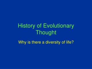 History of Evolutionary Thought