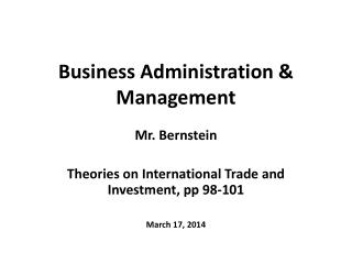 Business Administration &amp; Management