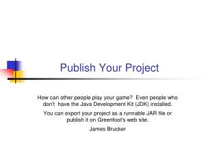 Publish Your Project