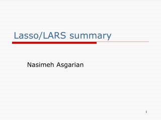 Lasso/LARS summary