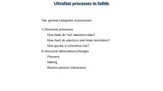 Ultrafast processes in Solids